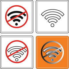 Four different no wifi symbols, indicating restricted internet access