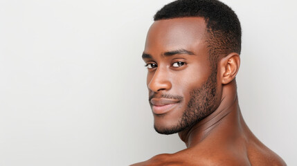 Obraz premium A powerful portrait of a strong black man exuding athleticism, captured from a back view, showcasing his determination.