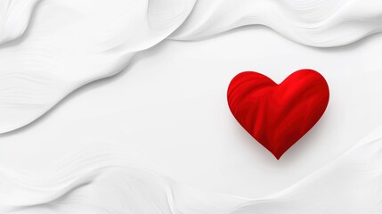 Red heart symbol surrounded by flowing white abstract shapes