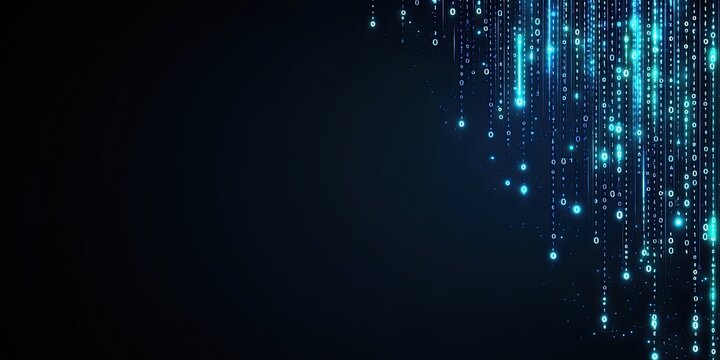Flowing binary code streams down from the upper right