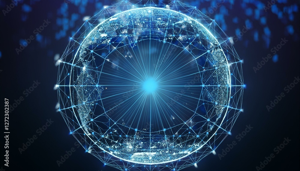 Poster connections system global world view 3d rendering. generated image