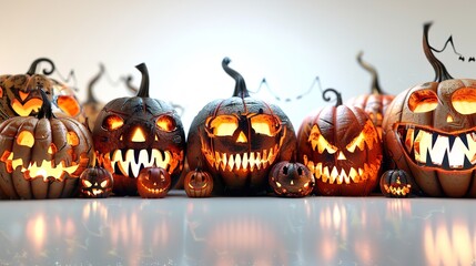 White Background with Halloween Pumpkins, Studio Photography