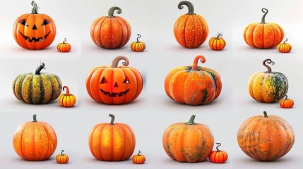 White Background with Halloween Pumpkins, Studio Photography