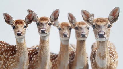 Red deer collection (portrait, standing, side view), animal bundle isolated on a white background