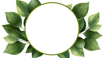 Green Leaves Frame Encircling A Blank Circle