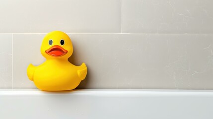 Bright yellow rubber ducky adds fun to bath time, making it a perfect bath toy for kids in the bathroom.