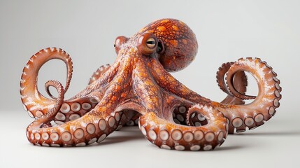 A highly detailed digital illustration of an octopus, showcasing its complex textures and vibrant coloration with a focus on realism