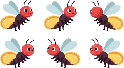Obraz premium Cute cartoon bee with vibrant colors in flat design vector art