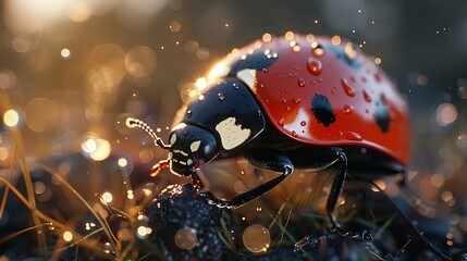 ladybug perched on a leaf, symbolizing nature's resilience and the beauty of small wonders