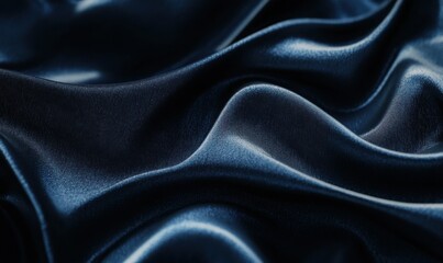 Obraz premium Detailed shot of smooth denim fabric in deep indigo, with subtle folds and threads catching soft shadows