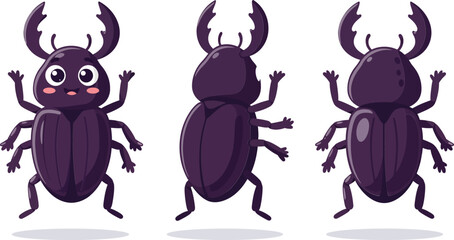 Obraz premium Cute cartoon beetle character design in minimal style vector art