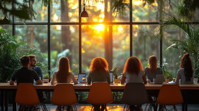 Business Meeting in Modern Office Workspace with Team Collaboration and Strategy Planning Discussion