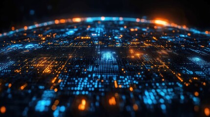 Futuristic Digital Globe with Interconnected Data Streams