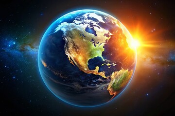 Long Exposure Satellite View of North America & USA, Sunrise/Sunset Earth Map