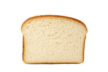 Slice of white bread is shown on a white background, isolated