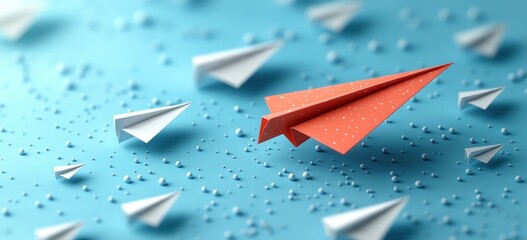 Red Paper Airplane Taking Off - Leadership in Business Strategy