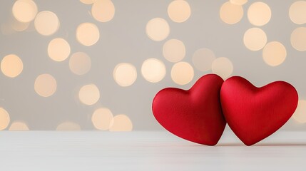 Two Red Hearts Against A Bokeh Background