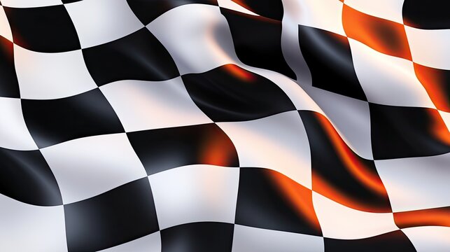 A Checkered Flag Waves in the Wind