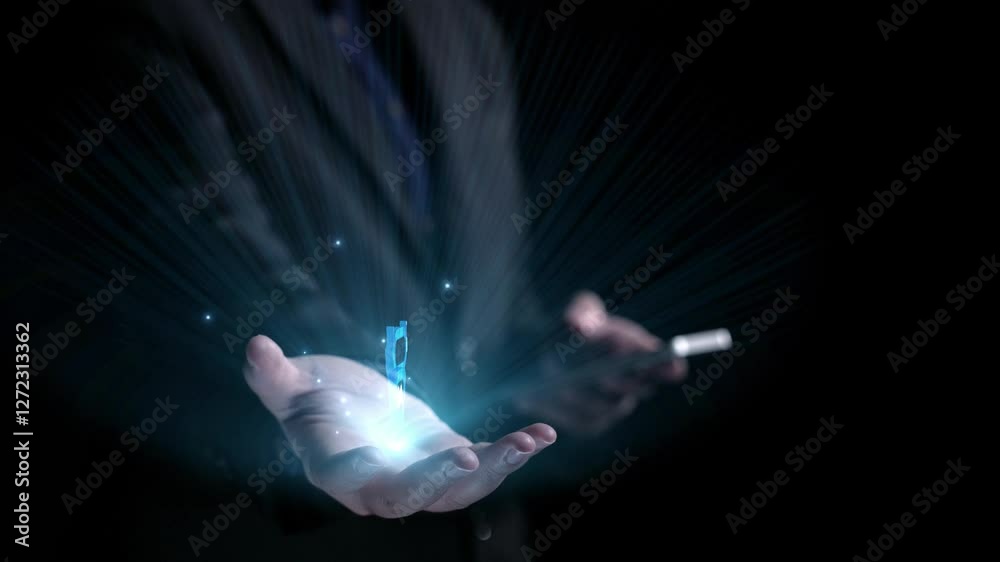 Poster human interact with ai artificial intelligence virtual assistant chatbot in concept of ai artificial