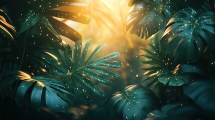 Fototapeta premium Tropical Foliage Plant Bush with Dark Green Heliconia Leaves Isolated on White Background