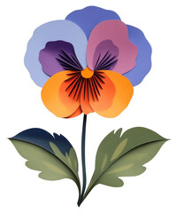 PNG Pansy flower paper craft art.