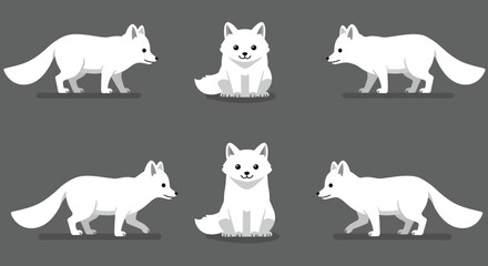 Cute white fox character design in flat minimal style vector art