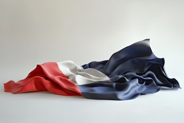 French flag draped on white studio background