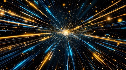 Dynamic Explosion of Light with Blue and Orange Specks of Energy