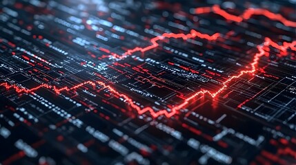 Abstract Red and Black Financial Data Visualization Background