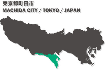 Fototapeta premium 日本地図-東京都-町田市ベクターイラストマップ