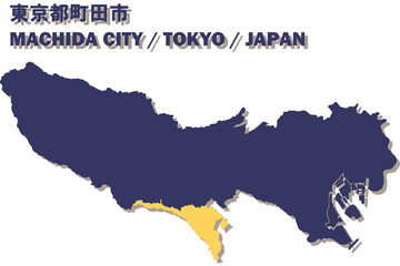 Fototapeta premium 日本地図-東京都-町田市ベクターイラストマップ