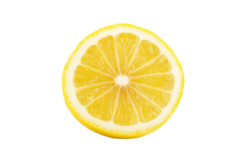 Lemon is sliced in half and the inside is shown, isolated