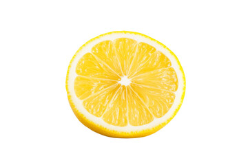 Yellow lemon is cut in half and placed on a white background, isolated