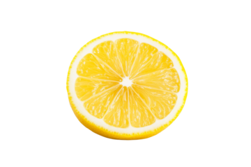 Yellow lemon is cut in half and placed on a white background, isolated