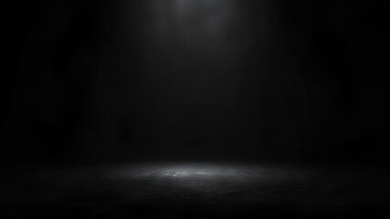 Black background with spotlight to stone ground. Dark interior background