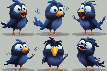 Fototapeta premium Colorful bird emoji style animation set