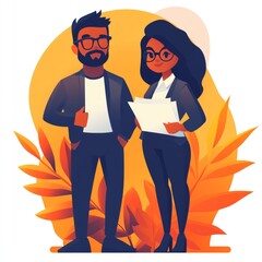 Confident Black business professionals reviewing documents together. Teamwork and success.