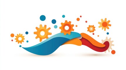 Abstract Colorful Gears and Waves Design