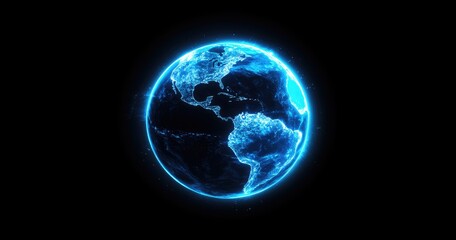 Glowing Earth graphic, night, global, digital art