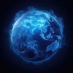 Glowy Earth, Asia Focus, Dark Background, Abstract World Map