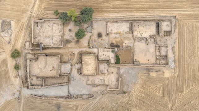Exploring ancient ruins desert landscape aerial photography remote location bird's eye view historical significance