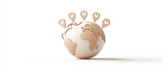 Obraz premium Wooden Globe Model With Location Markers