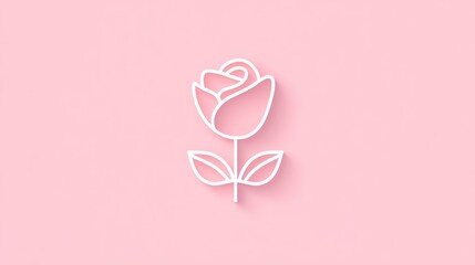 Simple White Rose Design on Pink Background