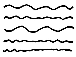 wavy line illustration with curvy abstract squiggles in a psychedelic wiggle design. wavy line set	