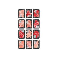 Packed fresh chicken meat icon logo flat vector design