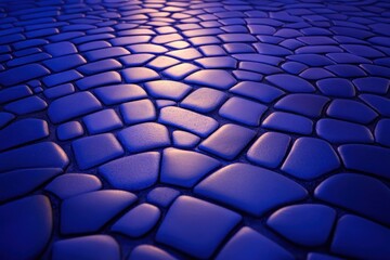 Fototapeta premium Blue Cobblestone Pathway Illuminated At Night