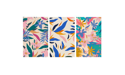 Colorful organic shapes doodle collection. Cute botanical shapes, tropical leaves and flowers, decorative abstract art vector illustration	