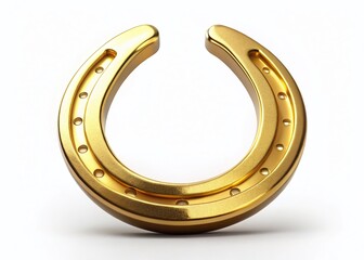 Obraz premium Lucky Golden Horseshoe Isolated on White Background - Good Fortune Symbol Stock Photo