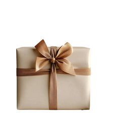 Elegant Gift Box Wrapped In Brown Ribbon With Decorative Flower On Cloth Surface - Design Ideas For