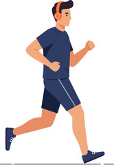 Running man in flat design style showcasing dynamic movement in vector illustration